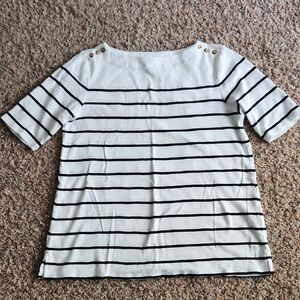 J. Jill Black and White Striped Short Sleeve Top